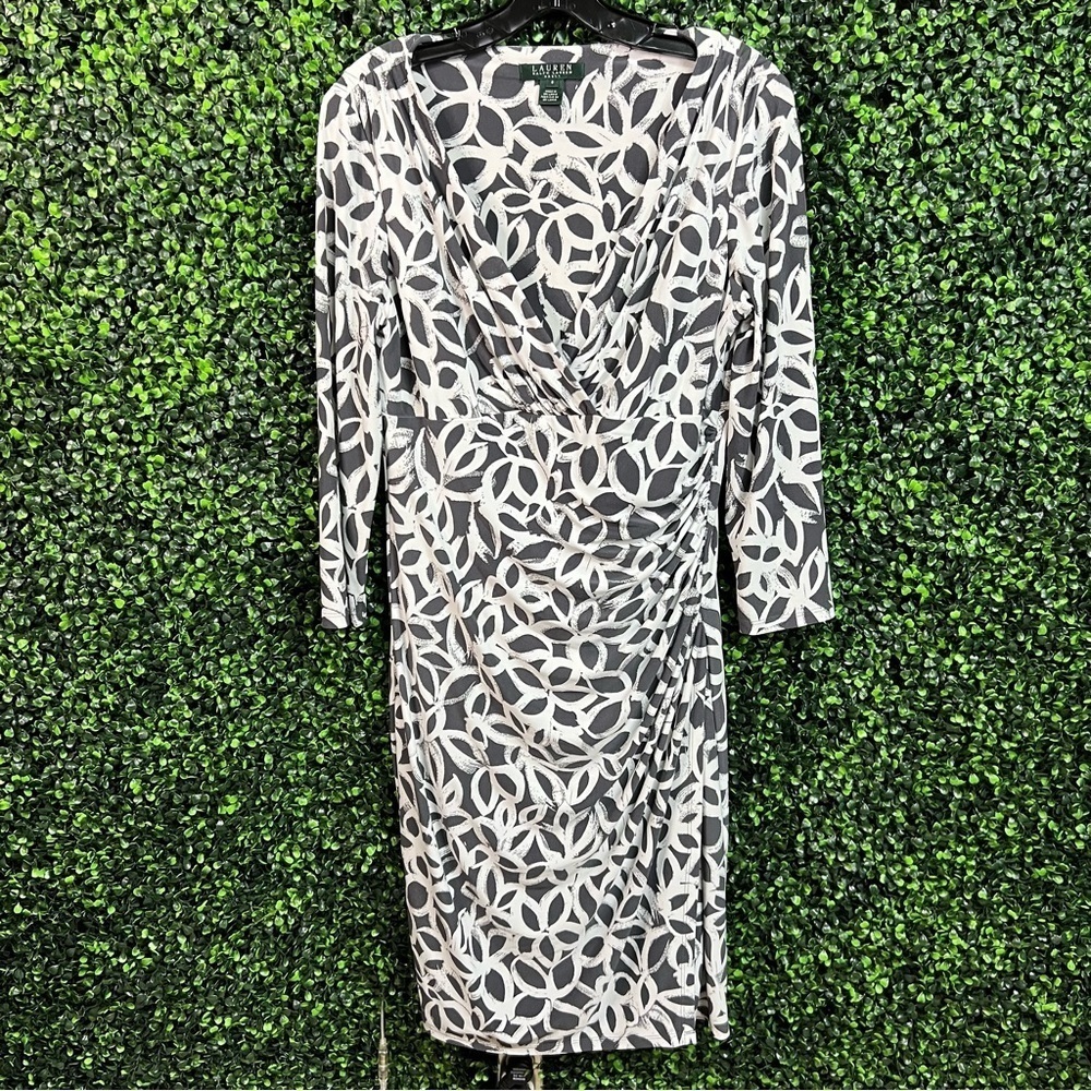 LAUREN RALPH LAUREN | Abstract Patterned Dress (GREY & WHITE) - Picture 7 of 12